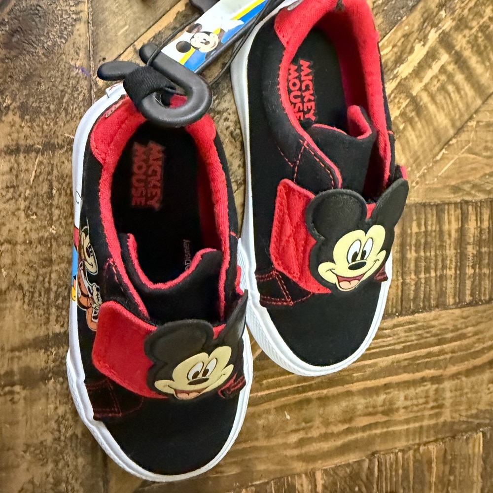 Disney Kids Black and Red Mickey Slip-On Sneakers